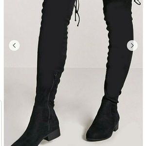 Over the knee black suede boots